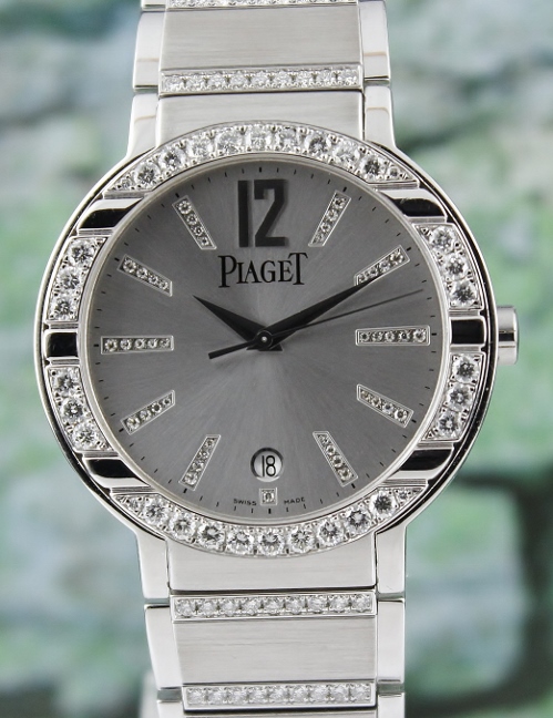 (image for) A 18K WHITE GOLD PIAGET POLO AUTOMATIC DIAMOND WATCH